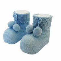 Blue Pom Pom Socks