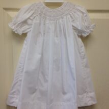 White Smocked Dress w pearls and bloomers