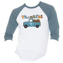 Kid's Thankful Fall Truck Crew neck 3-4 sleeve t shirt